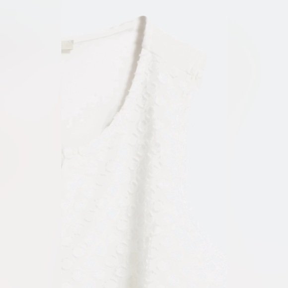 41 HAWTHORN Ezide Polka Dot Textured Mixed Material Tank Top Shirt - White - S - Picture 2 of 12